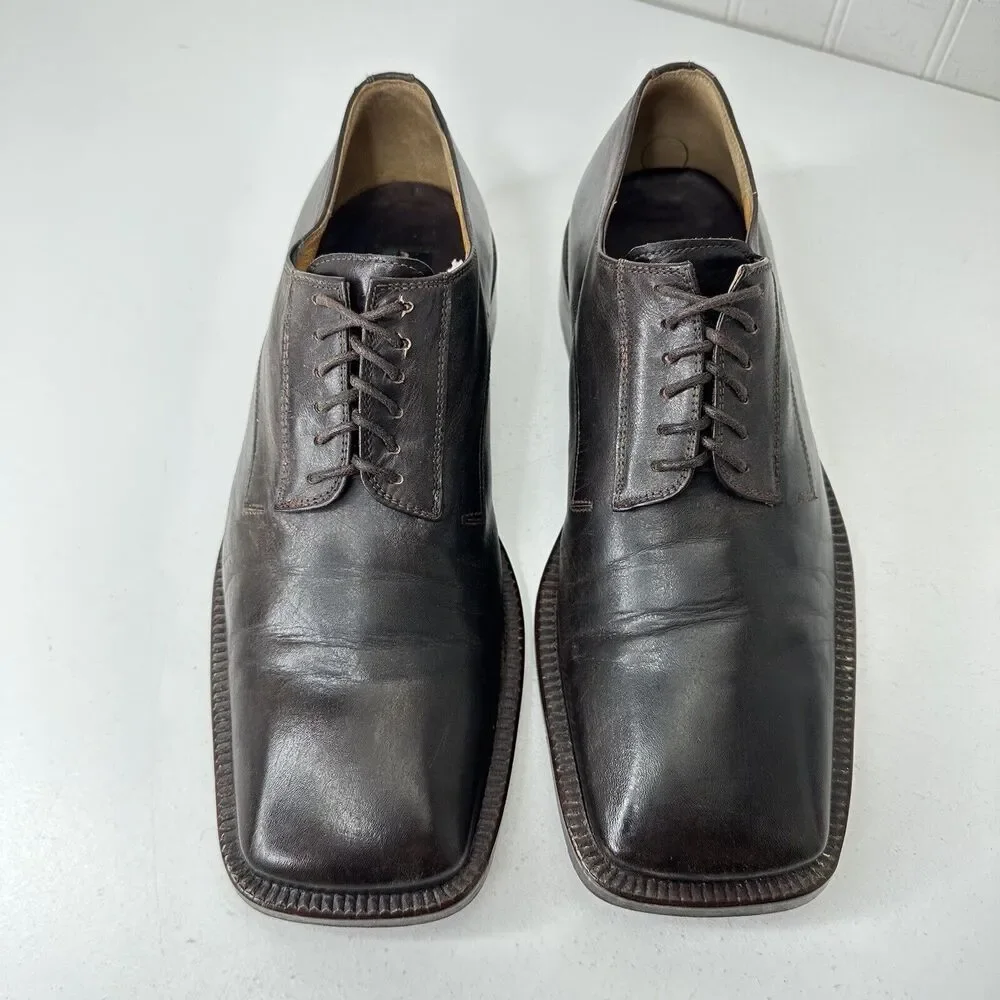 Avventura Brown Leather Dress Shoes Mens Oxfords Made In Spain Size 41 (9-9.5)